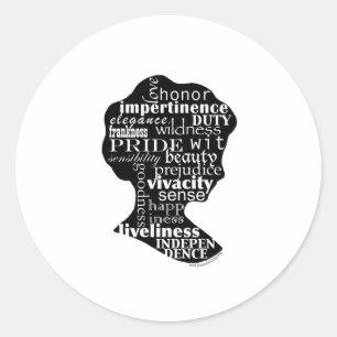 Read Jane Austen Cameo Runder Aufkleber