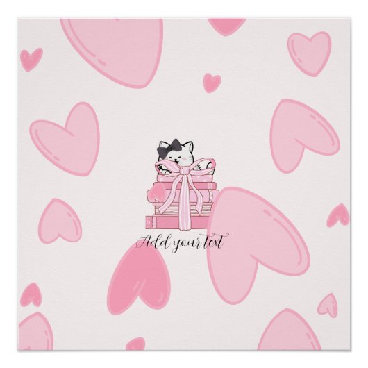 Read • Love • Display – Cat & Book Glossy Poster (Vorderseite)