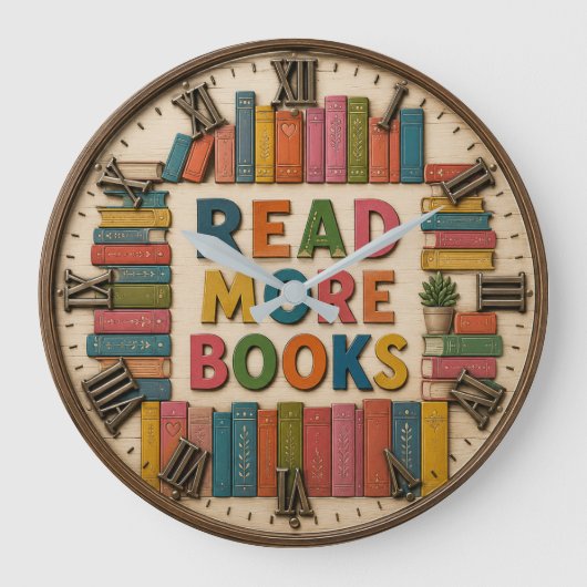 Read More Books Reading Classroom Große Wanduhr (Vorderseite)
