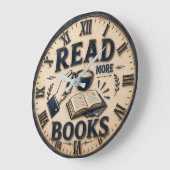 Read More Books Reading Lover Gift Große Wanduhr (Winkel)