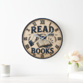 Read More Books Reading Lover Gift Große Wanduhr (Zuhause)