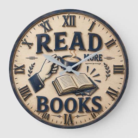 Read More Books Reading Lover Gift Große Wanduhr (Vorderseite)