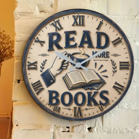 Read More Books Reading Lover Gift Große Wanduhr