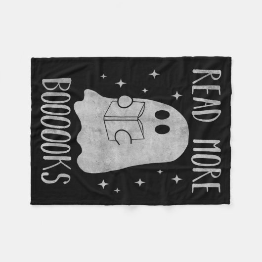Read More Boooooks Funny Cute Halloween Ghost Read Fleecedecke (Vorderseite (Horizontal))