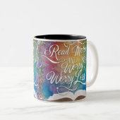 Read More Worry Less Two-Tone Mug - Aesthetic Zweifarbige Tasse (VorderseiteRechts)