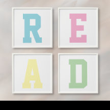 Read - Pastel Letters Wall Art - Set of 4