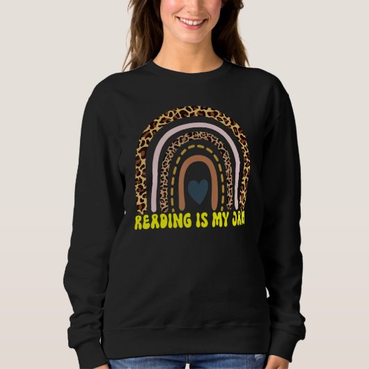 Read Teacher Rainbow Leopard Reading Is My Jam 17 Sweatshirt (Vorderseite)