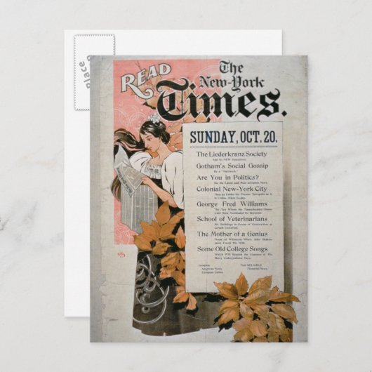 "Read The New York Times" (Farbe litho) Postkarte (Vorne/Hinten)