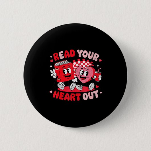 Read Your Heart Out Valentine's Day Retro Teacher  Button (Vorderseite)
