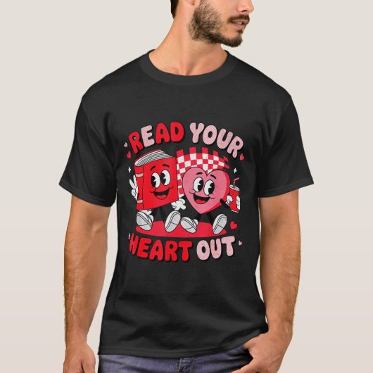 Read Your Heart Out Valentine's Day Retro Teacher  T-Shirt (Vorderseite)