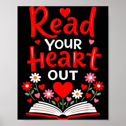 Read Your Heart Valentine Reading Book Girls Flowe Poster (Vorne)