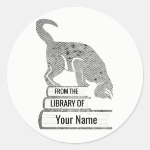 Reader Black Cat Buchzeichen in Retro Halftone Sty Runder Aufkleber