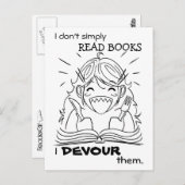 Reader Girl Eats Postcard Postkarte (Vorne/Hinten)