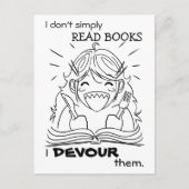 Reader Girl Eats Postcard Postkarte (Vorderseite)