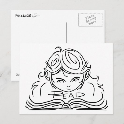 Reader Girl Postcard Postkarte (Vorne/Hinten)