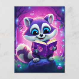 Reader Racoon Postkarte