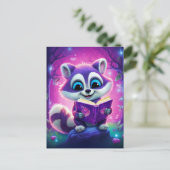 Reader Racoon Postkarte (Stehend Vorderseite)