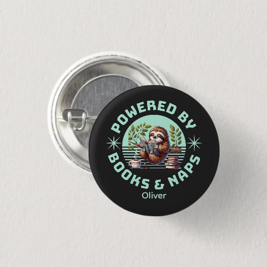 Reader Sloth. Unique Gift for Book Lover Button (Vorne & Hinten)