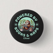 Reader Sloth. Unique Gift for Book Lover Button (Vorderseite)