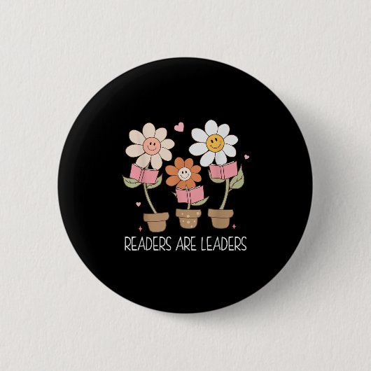 Readers Are Leaders Motivational Reading Book Quot Button (Vorderseite)