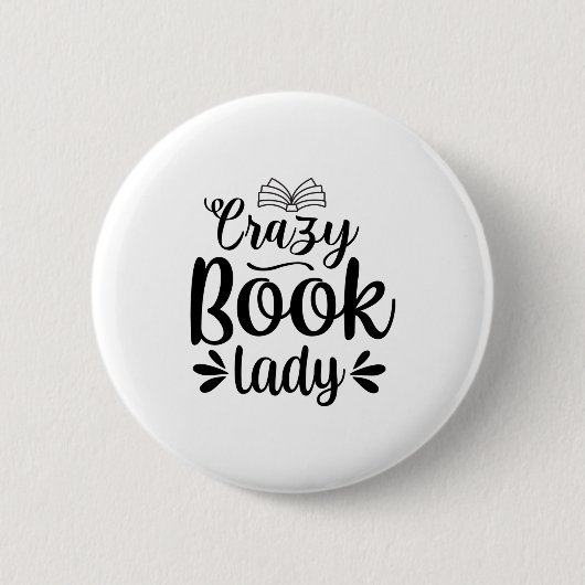 Reading Art Crazy Book Lady Button (Vorderseite)