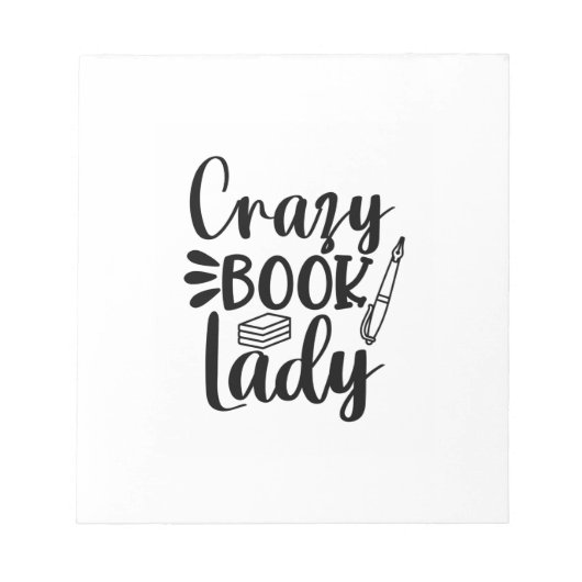 Reading Art Crazy Book Lady Notizblock (Vorderseite)