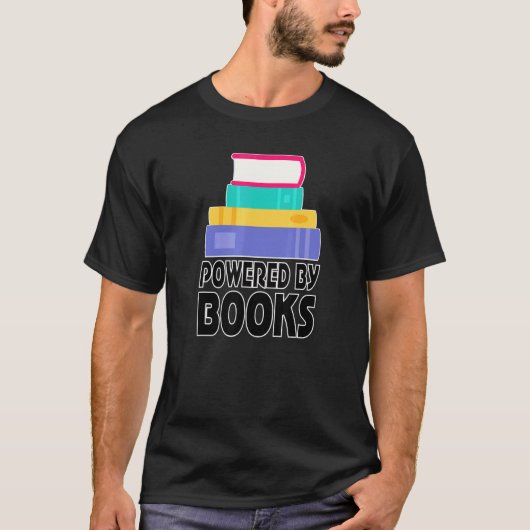 Reading Bookworm Powered By Books T-Shirt (Vorderseite)
