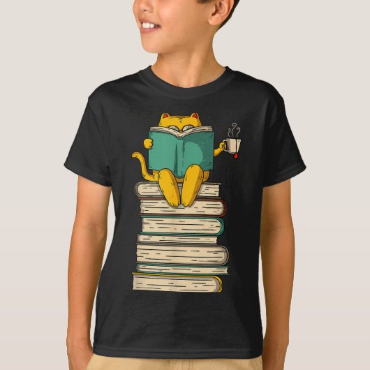 Reading Cat - Funny Book & Tea Lover Gift Shor T-Shirt (Vorderseite)