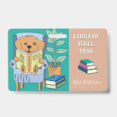 Reading Dog Horizontal Library Hall Pass Badge Ausweis (Vorderseite)