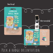 Reading Dog Horizontal Library Hall Pass Badge Ausweis