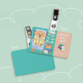 Reading Dog Horizontal Library Hall Pass Badge Ausweis