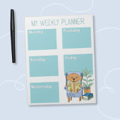 Reading Dog Kid Weekly Planner Notepad Notizblock