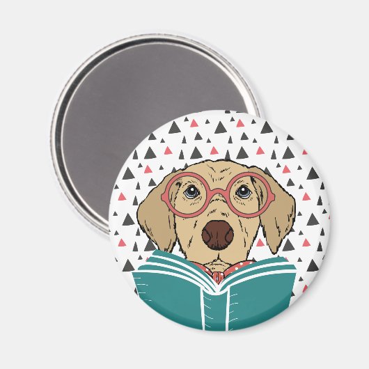 Reading Dog Magnet (Vorderseite/Rückseite)
