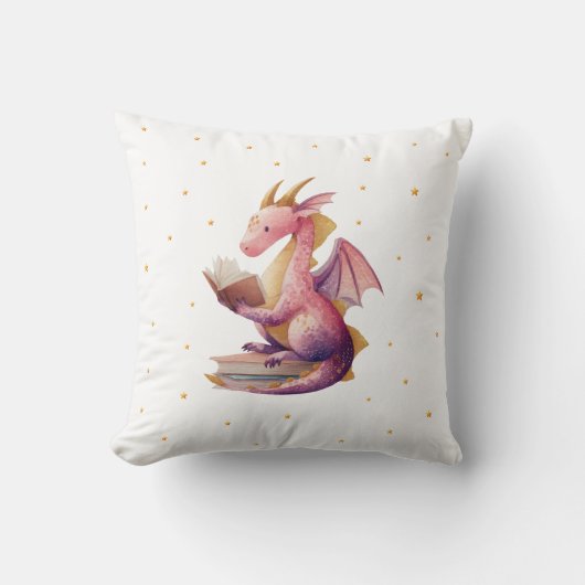 Reading Dragon Pillow - Bookish Kids Room Decke Kissen (Vorderseite)