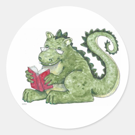 Reading Dragon Runder Aufkleber (Vorderseite)
