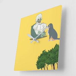 Reading Duck Quadratische Wanduhr