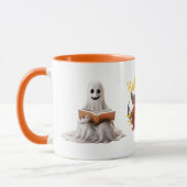 Reading Ghost and Pumpkin" Halloween-Tasse Tasse (Links)