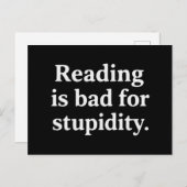 Reading is bad for stupidity postkarte (Vorne/Hinten)