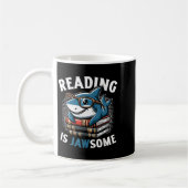 Reading Is Jawsome Shark Books Bookworm Reader Kaffeetasse (Links)
