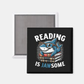 Reading Is Jawsome Shark Books Bookworm Reader  Magnet (Vorderseite/Rückseite)