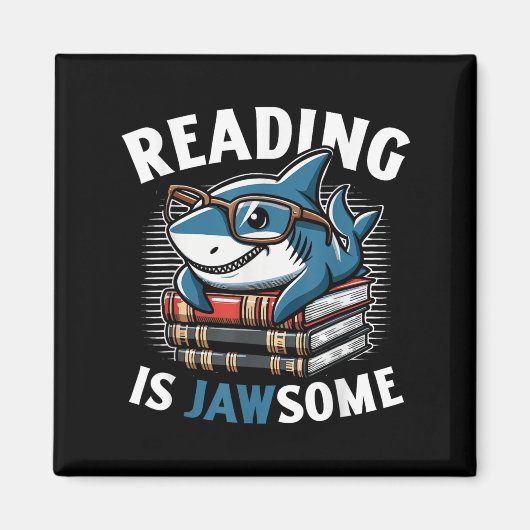 Reading Is Jawsome Shark Books Bookworm Reader  Magnet (Vorne)