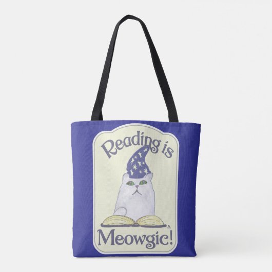 Reading is Magical Cat Fun Bookworm Slogan Tasche (Rückseite)