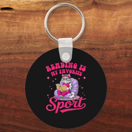 Reading Is My Favorite Srt Funny Cat Book Lover Li Schlüsselanhänger (Vorderseite)