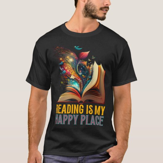 Reading is my Happy Place Book Nerd Bookworm Libra T-Shirt (Vorderseite)