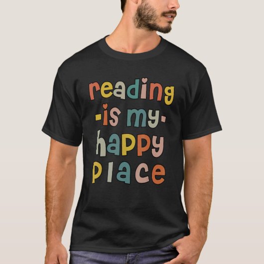 Reading is My Happy Place Book Nerd Reading Vinta T-Shirt (Vorderseite)