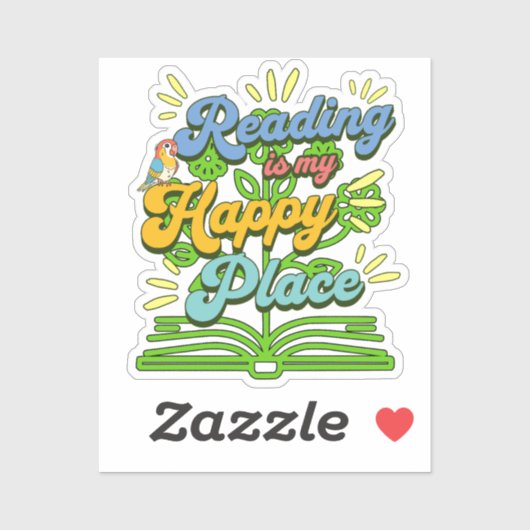 Reading is My Happy Place Colorful Vinyl Sticker (Blatt)