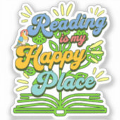 Reading is My Happy Place Colorful Vinyl Sticker (Vorderseite)