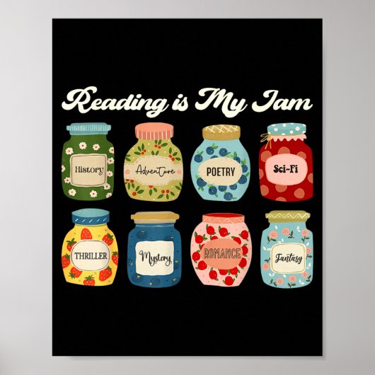 Reading Is My Jam Book Lover Teacher Student Liter Poster (Vorne)