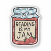 Reading is my Jam Cute Bookish Bookclub Book Lover Aufkleber (Vorderseite)