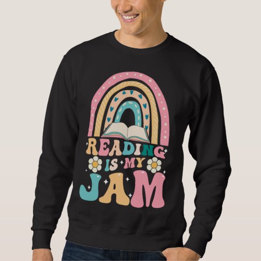 Reading is my Jam Rainbow Cute Teacher Librarian Sweatshirt (Vorderseite)